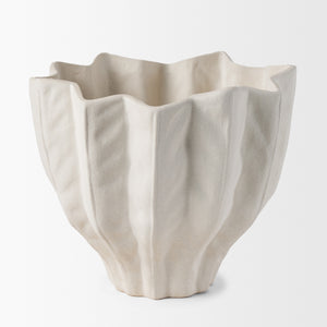 Daria Textured White Sculptural Ceramic Bowl