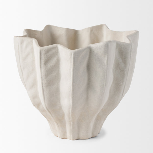 Daria Textured White Sculptural Ceramic Bowl