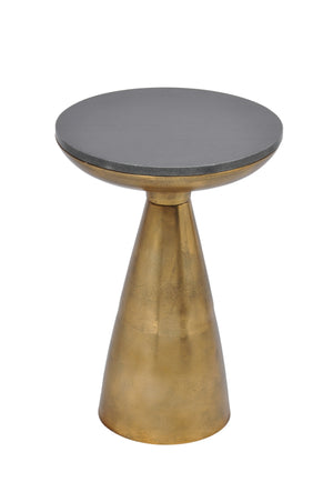 Moe's Font Side Table Brass with Granite Top