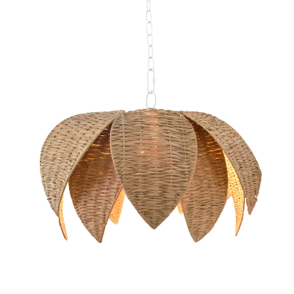 LOTUS SHAPED PENDANT IN NATURAL RAFIA