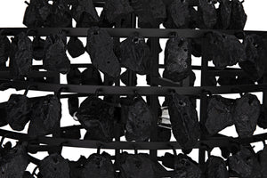 Vulcan Chandelier, Black Steel with Black Glass