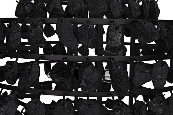 Vulcan Chandelier, Black Steel with Black Glass