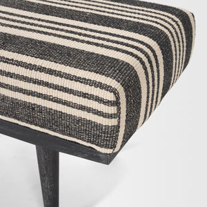 Shae Black Wood w/ Black and Cream Upholstered Bench