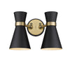 Soriano 2 Light Wall Sconce in Matte Black + Heritage Brass Finish