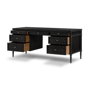Toulouse Executive Desk In Distressed Black