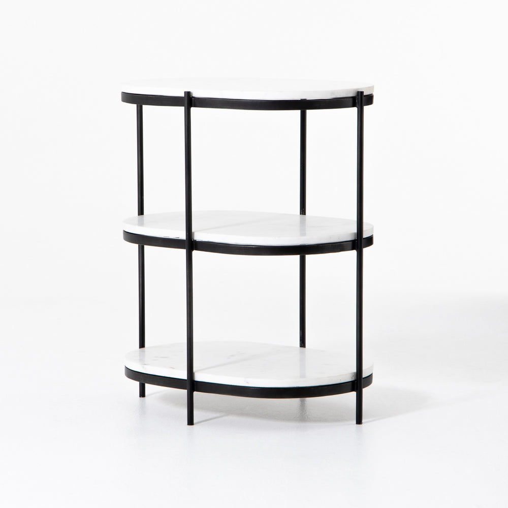 Felix Oval Nightstand-Hammered Grey With Clear Powder Coat