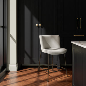 Early Beige Counter Stool with Blackened Bronze Frame