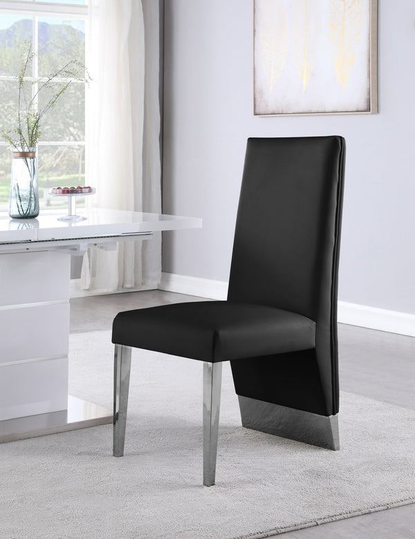 Stanley Dining Chair In Black Faux Leather and Chrome