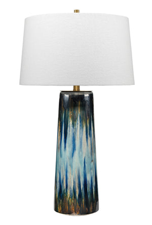 Brushstroke Ceramic Table Lamp with Linen Shade