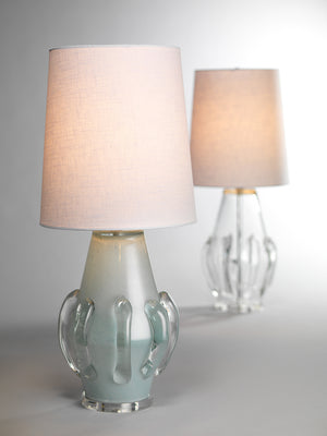 Talon Glass Table Lamp with Linen Shade