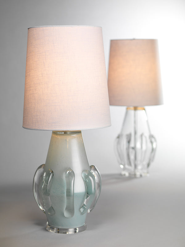 Talon Glass Table Lamp with Linen Shade