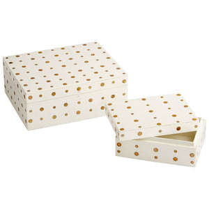 Dot Crown Container in White and Brass