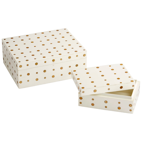 Dot Crown Container in White and Brass