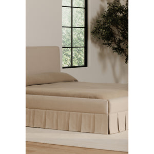 Moe's Maren King Bed Beige Upholstered with Pleat Base