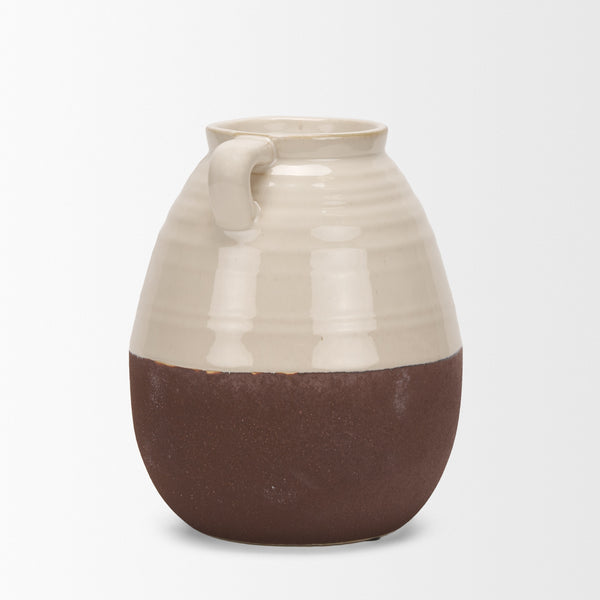 Tryna Small Beige w/ Matte Brown Ceramic Vase
