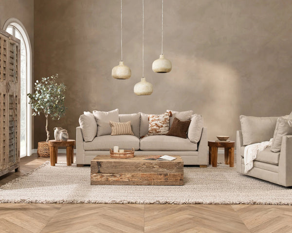 Audrey Sofa in Dawn-Twine with Feather-and-Down Cushions