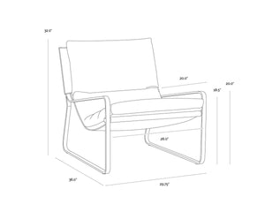 ZANCOR LOUNGE CHAIR - ANTIQUE BRASS - GERALT LINEN / TAN LEATHER