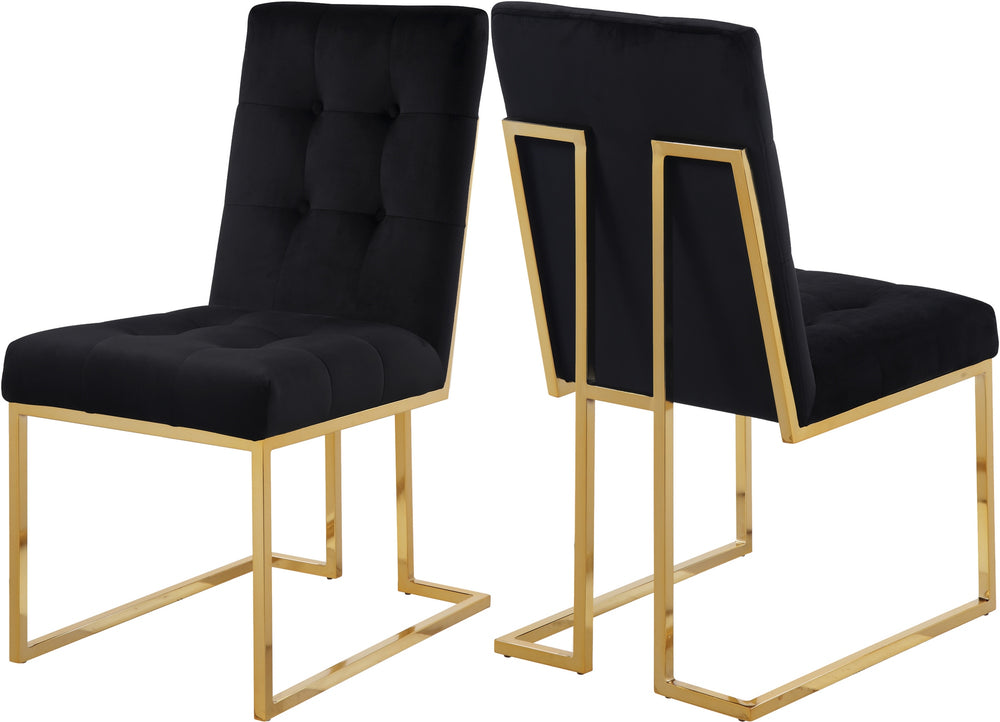 Benny Dining Chair In Black Velvet