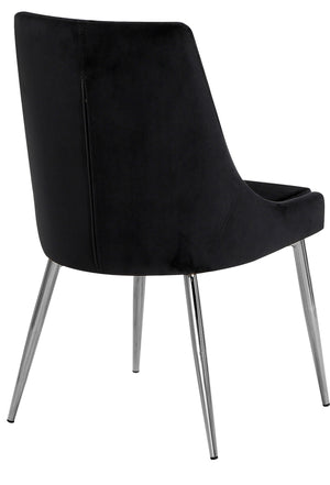 Lynette Dining Chair In Black Velvet and Chrome