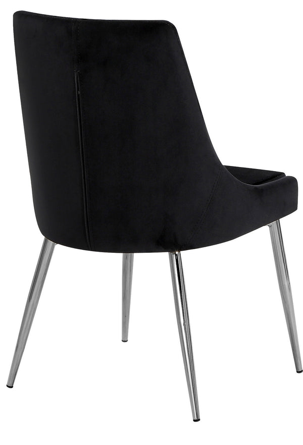 Lynette Dining Chair In Black Velvet and Chrome