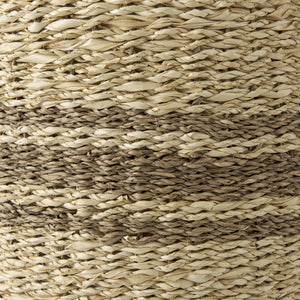 Sivannah 19.7L x 19.7W x 23.6H (Set of 3) Light Brown and Medium Brown Striped Seagrass Round Basket