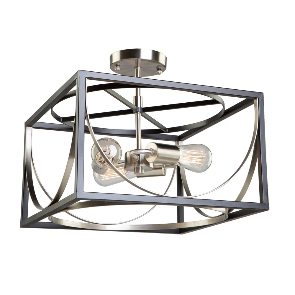Corona CL15093 Semi Flush in Black & Polished Nickel