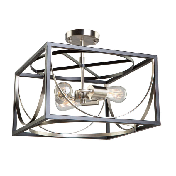 Corona CL15093 Semi Flush in Black & Polished Nickel