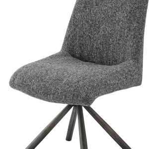 Viona Fabric Swivel Dining Side Chair In Blazer Dark Gray (Set of 2)