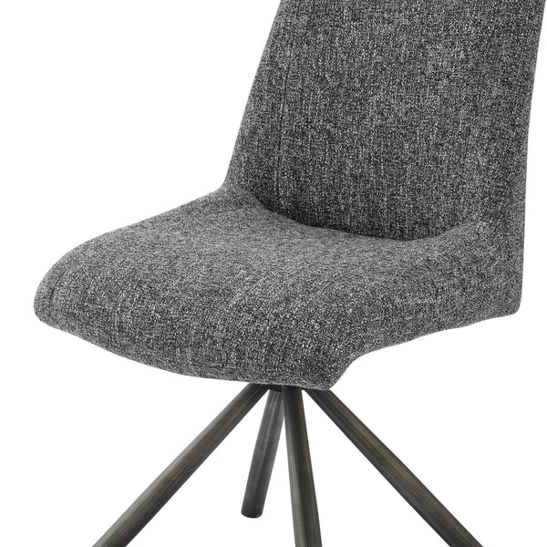 Viona Fabric Swivel Dining Side Chair In Blazer Dark Gray (Set of 2)