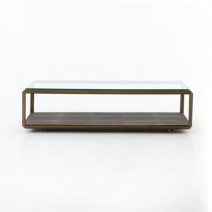 Shagreen Shadow Box Coffee Table-Brass