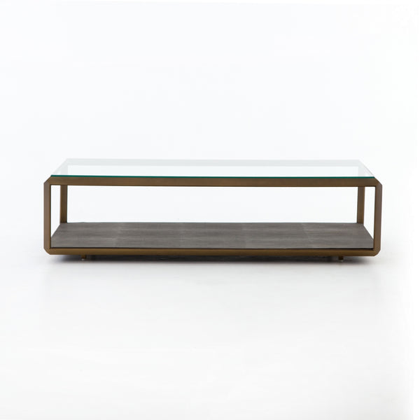 Shagreen Shadow Box Coffee Table-Brass
