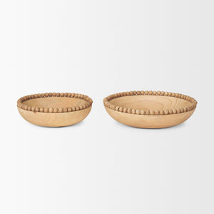 Wendell Light Brown Wood w/ Wood Bead Round Bowls