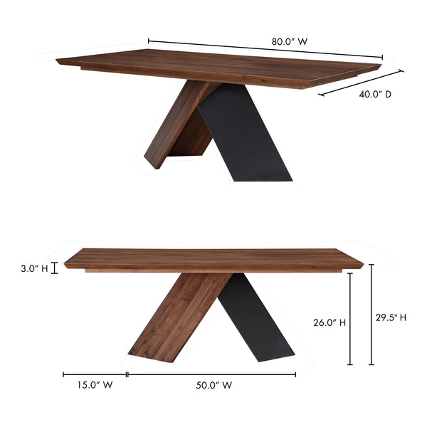 Moe's Axio Dining Table in Brown Walnut
