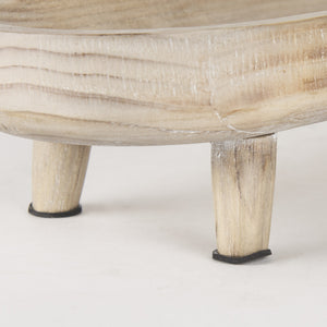 Carver Set of 2 Oblong White Washed Wood Footed Trays