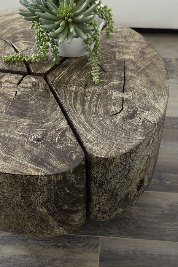 Clover Coffee Table, Chamcha Wood, Grey Stone