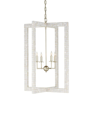 Arietta Chandelier In Mother of Pearl & Contemporary Silver Leaf