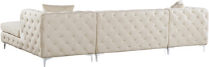 Verna 3pc. Sectional In Cream Velvet