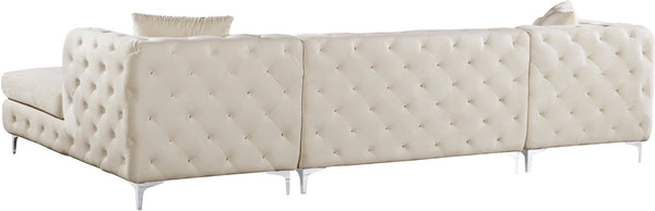Verna 3pc. Sectional In Cream Velvet