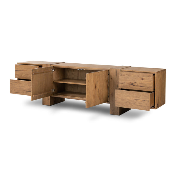 Fisher Media Console in Rustic Amber Oak