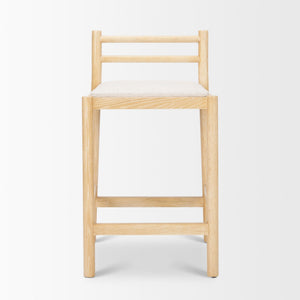 Sam Counter Stool W/ Light Brown Wood Frame and Beige Upholstered Seat