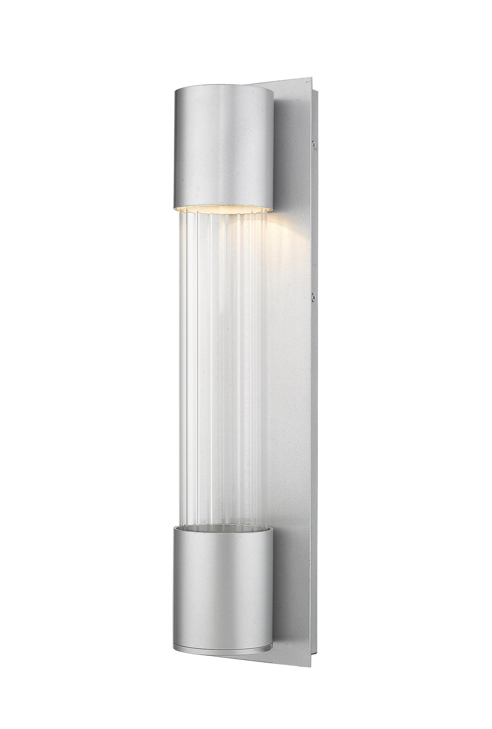 Striate 1 Light Outdoor Wall Sconce in Silver Finish