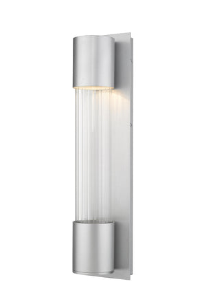 Striate 1 Light Outdoor Wall Sconce in Silver Finish