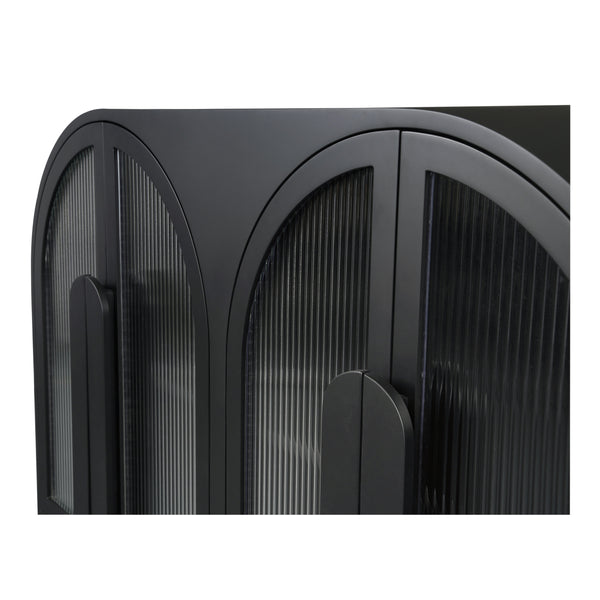 Salone Cabinet in Black with Reeded Glass