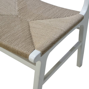 RATTAN WRAPPED DINING CHAIR IN MATTE WHITE LACQUER