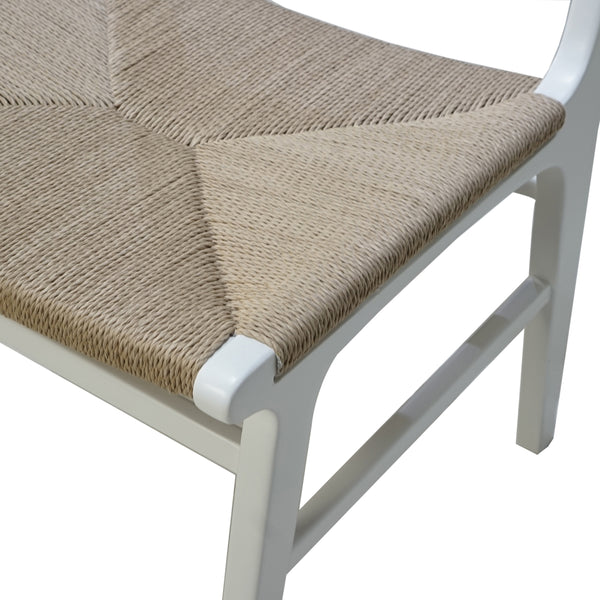 RATTAN WRAPPED DINING CHAIR IN MATTE WHITE LACQUER