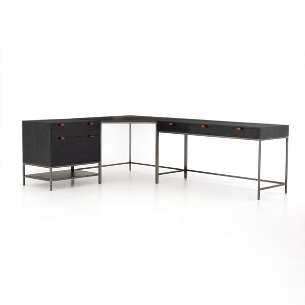 Trey Desk System With Filing Cabinet in Black Wash