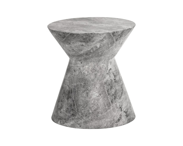 Astley End Table - Marble Look - Grey