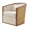 Marilyn Linen Swivel Accent Arm Chair w/ Rattan, Shortbread/Natural