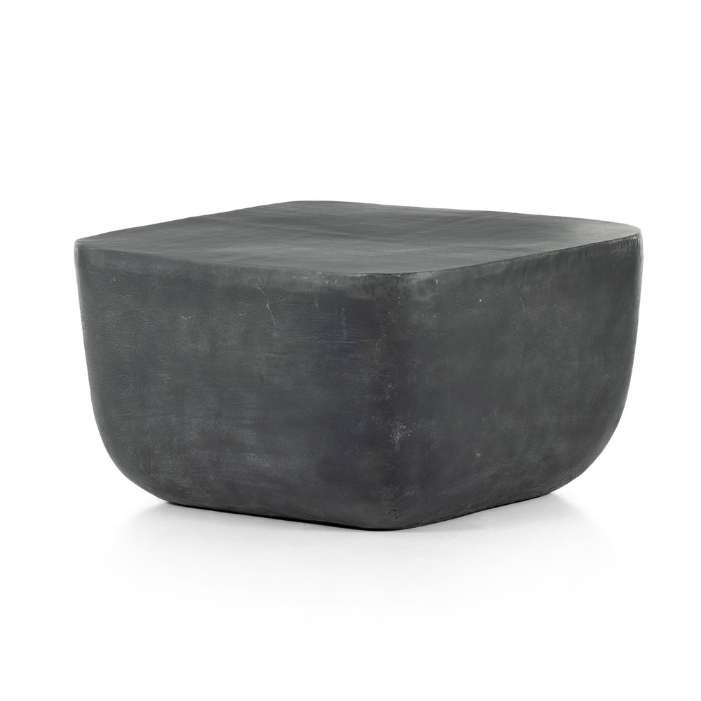 Basil Square Outdoor End Table In Aged Grey