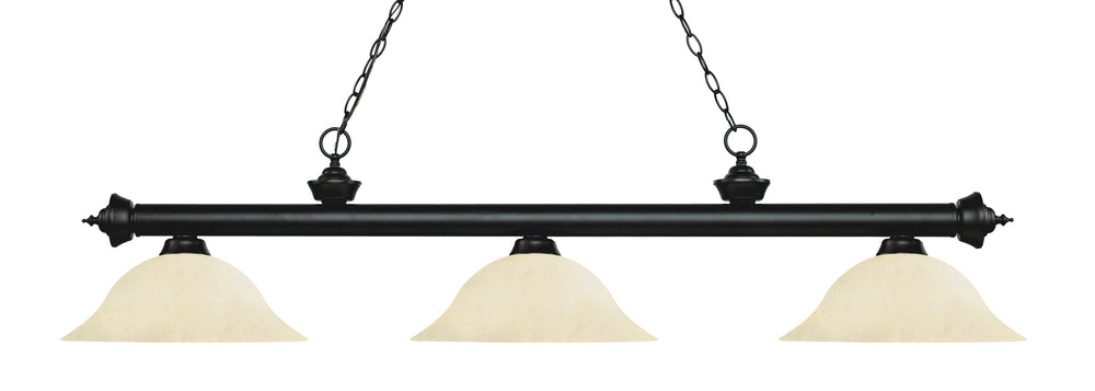 Riviera 3 Light Billiard Light in Matte Black Finish